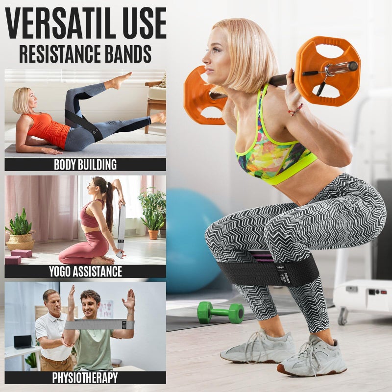 WALITO Resistance Bands for Working Out, Fabric Exercise Bands for Legs and Butt, Workout Bands for Women and Men, Booty Band for Yoga Starter Set, Pilates, Rehab, Fitness and Home Workout - Image 5